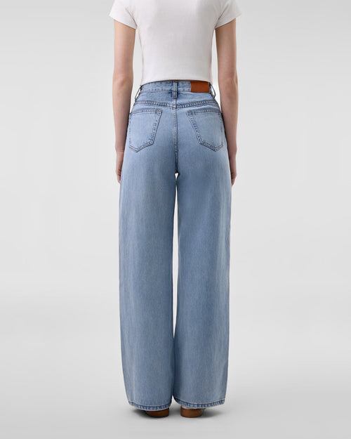 High Rise TENCEL Blend Light Wash Fluid Wide Leg Jeans