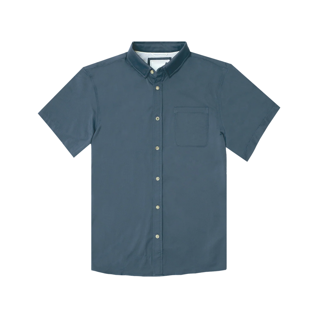 Men’s Solid Navy UPF50+ Stretch Quick Dry Short Sleeve Button Up Shirt
