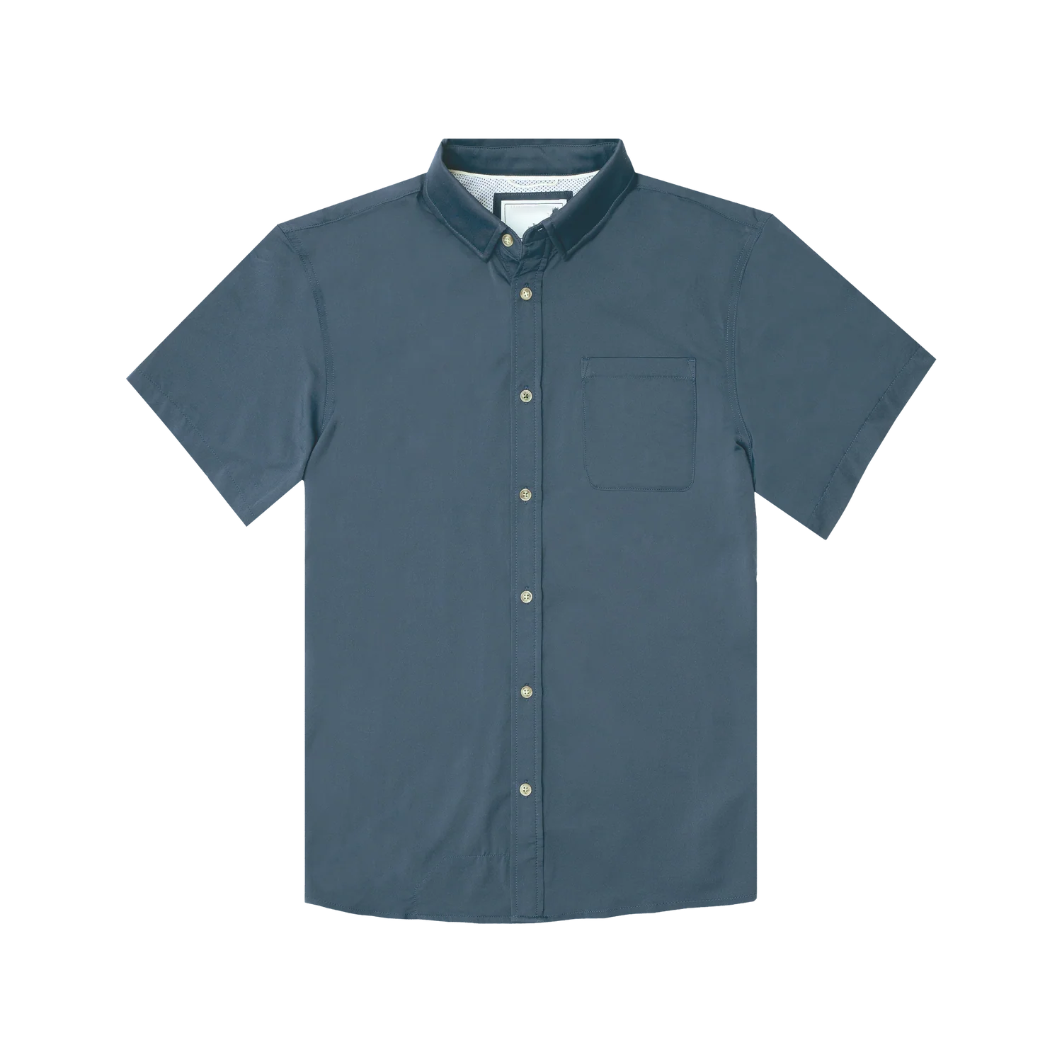 Men’s Solid Navy UPF50+ Stretch Quick Dry Short Sleeve Button Up Shirt