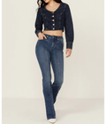 Women’s High Rise Center Seam Bootcut Stretch Denim Jeans