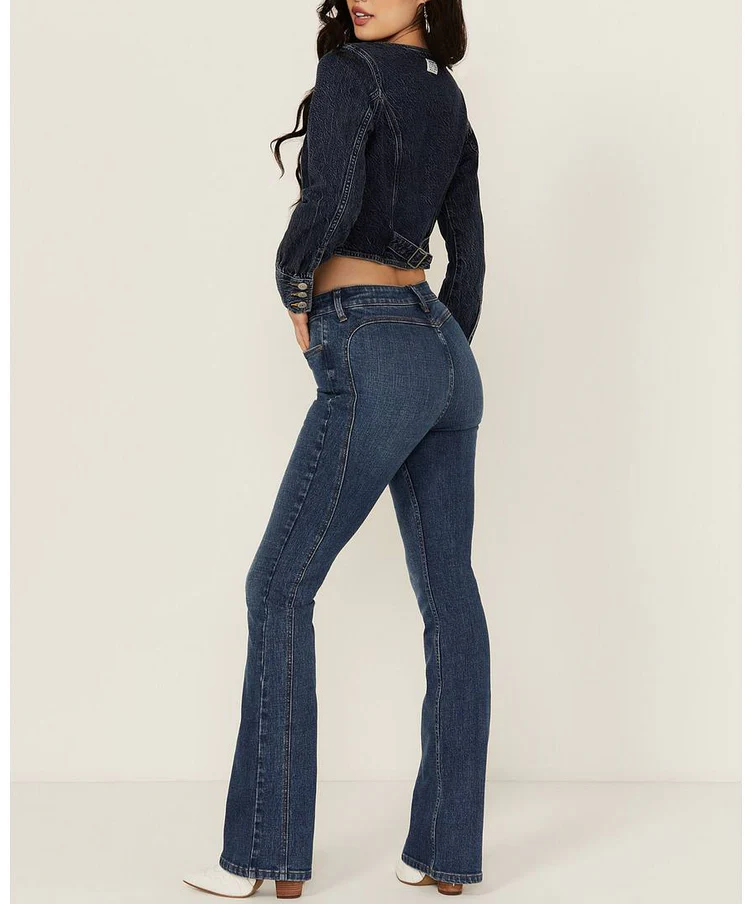 Women’s High Rise Center Seam Bootcut Stretch Denim Jeans
