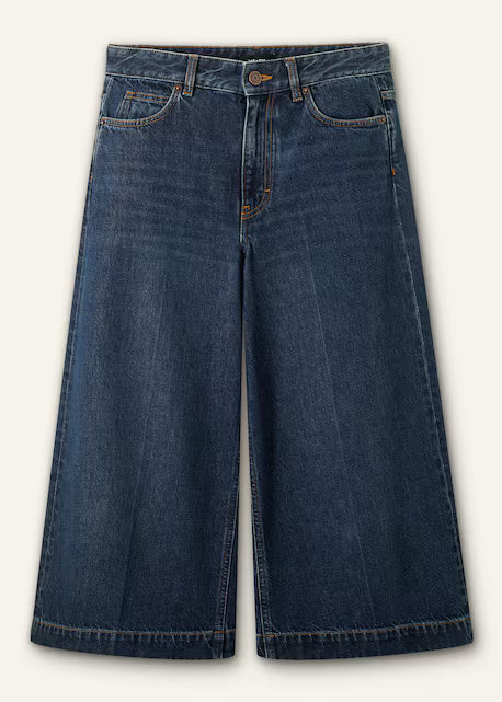 Women’s Mid Rise Wide Leg Cropped Denim Culotte
