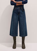 Women’s Mid Rise Wide Leg Cropped Denim Culotte