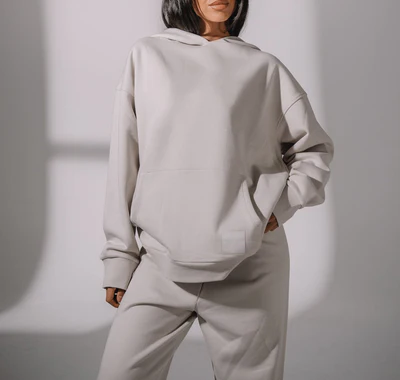 Oversized Draped Viscose Blend Boyfriend Fit Pullover Hoodie