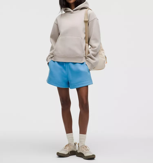 Cropped SuperLoft Double Brushed Cotton Blend Pullover Hoodie