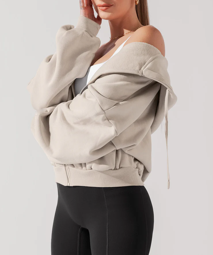 Oversized Full Zip Extra Large Hood Dramatic Sleeve Hoodie