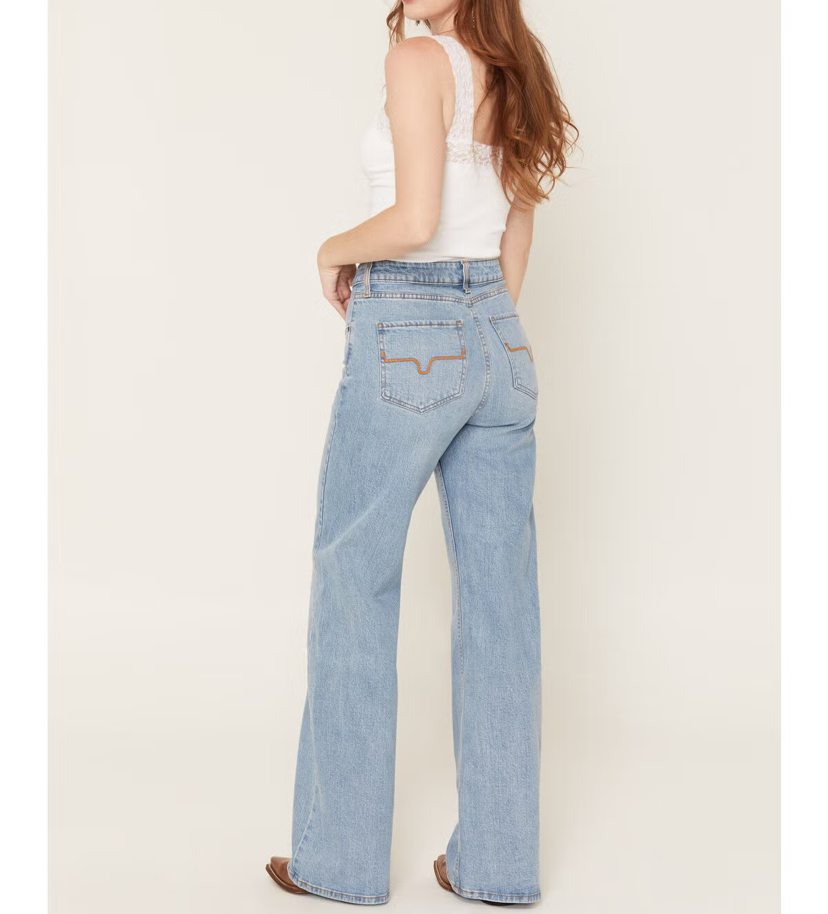 Light Wash High Rise Wide Leg Five Pocket Denim Jeans
