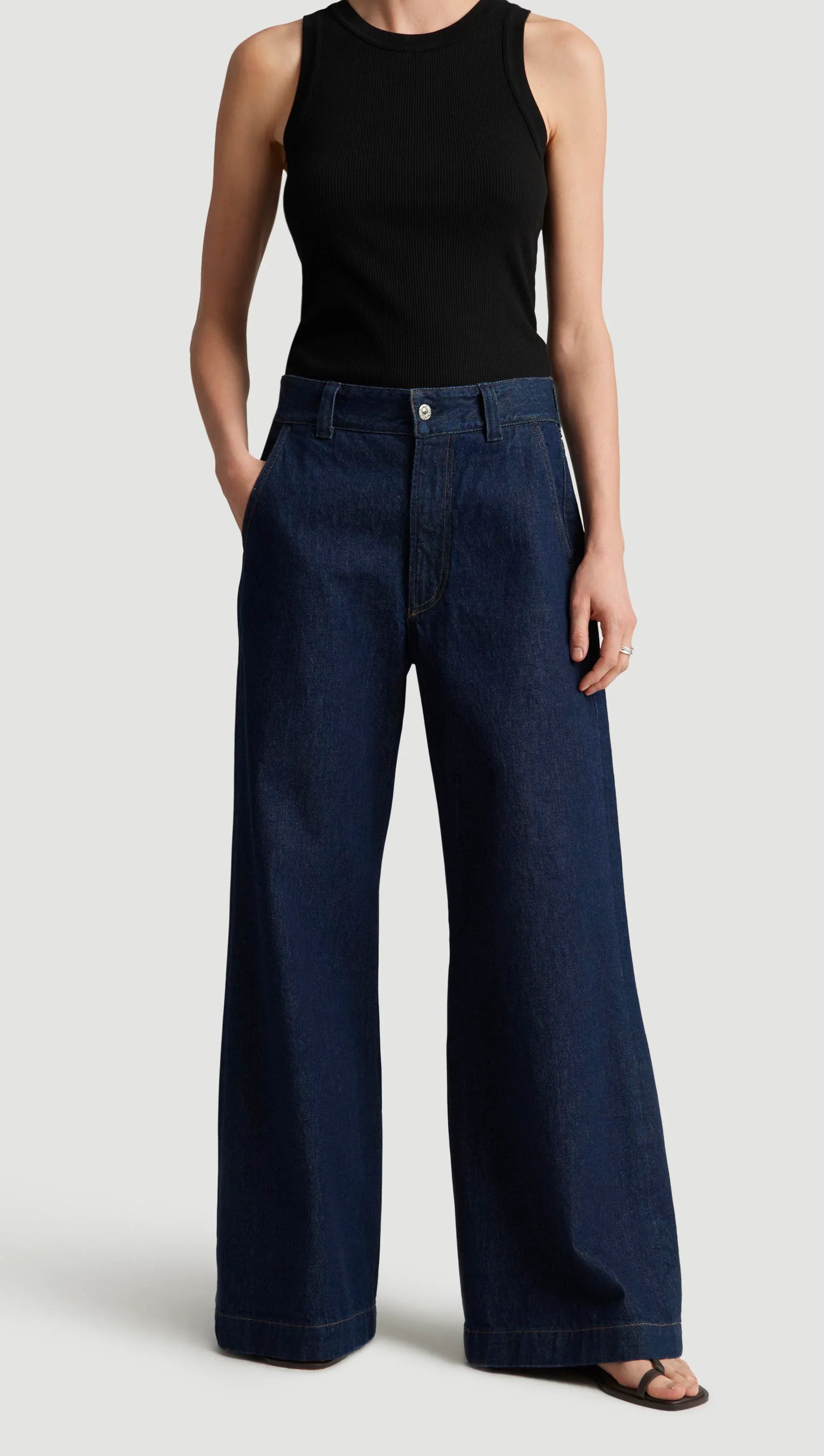 Women’s High Waist Rigid Regenerative Cotton Wide Leg Trouser Jeans