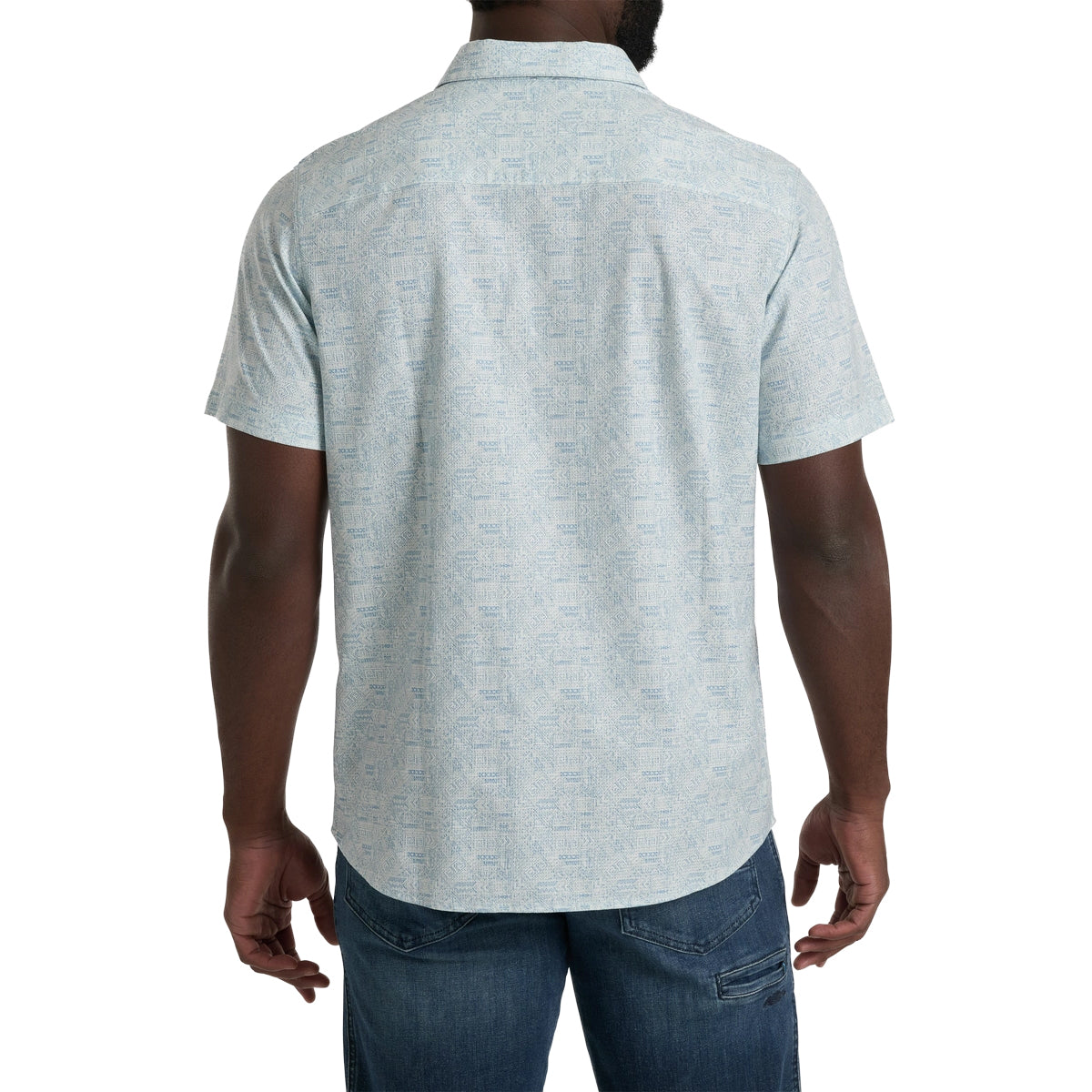 Men’s Subtle Printed Packable Short Sleeve Button Down Shirt