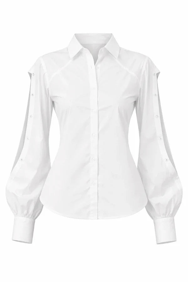 Organic Cotton Convertible Cutout Long Sleeve Blouse