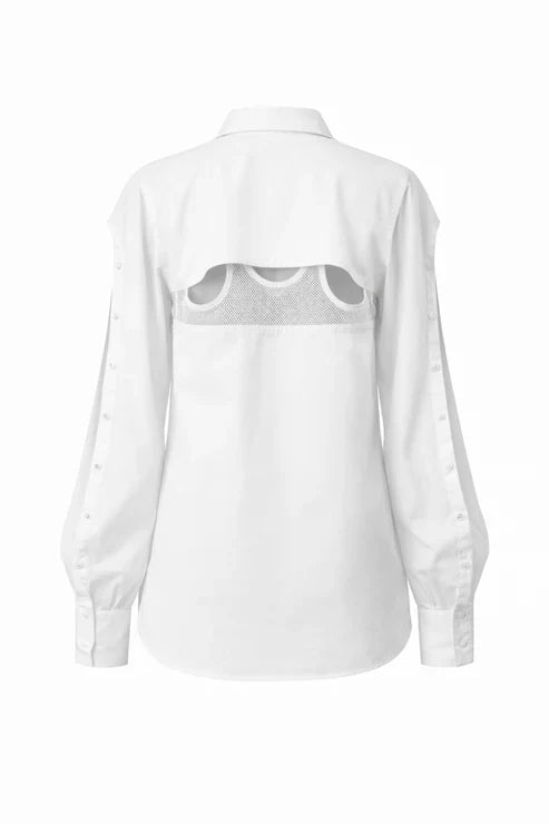 Organic Cotton Convertible Cutout Long Sleeve Blouse