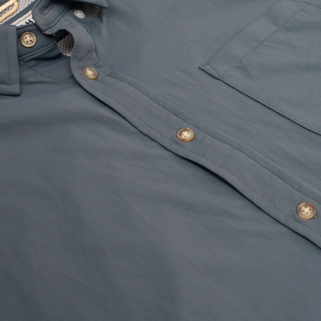 Men’s Solid Navy UPF50+ Stretch Quick Dry Short Sleeve Button Up Shirt