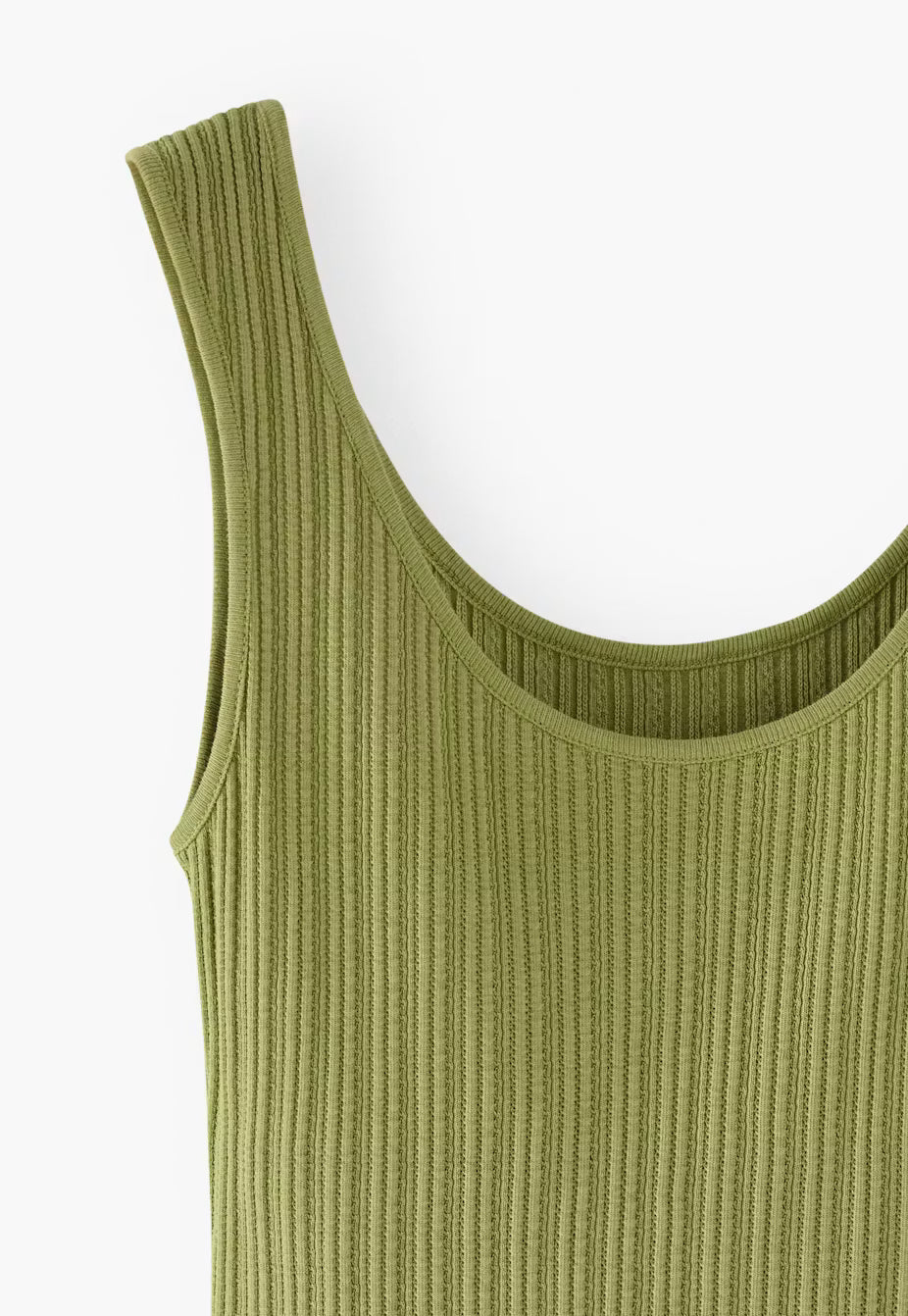 Fitted Scoop Neck Side Slit  Organic Cotton Rib Knit Tank Top